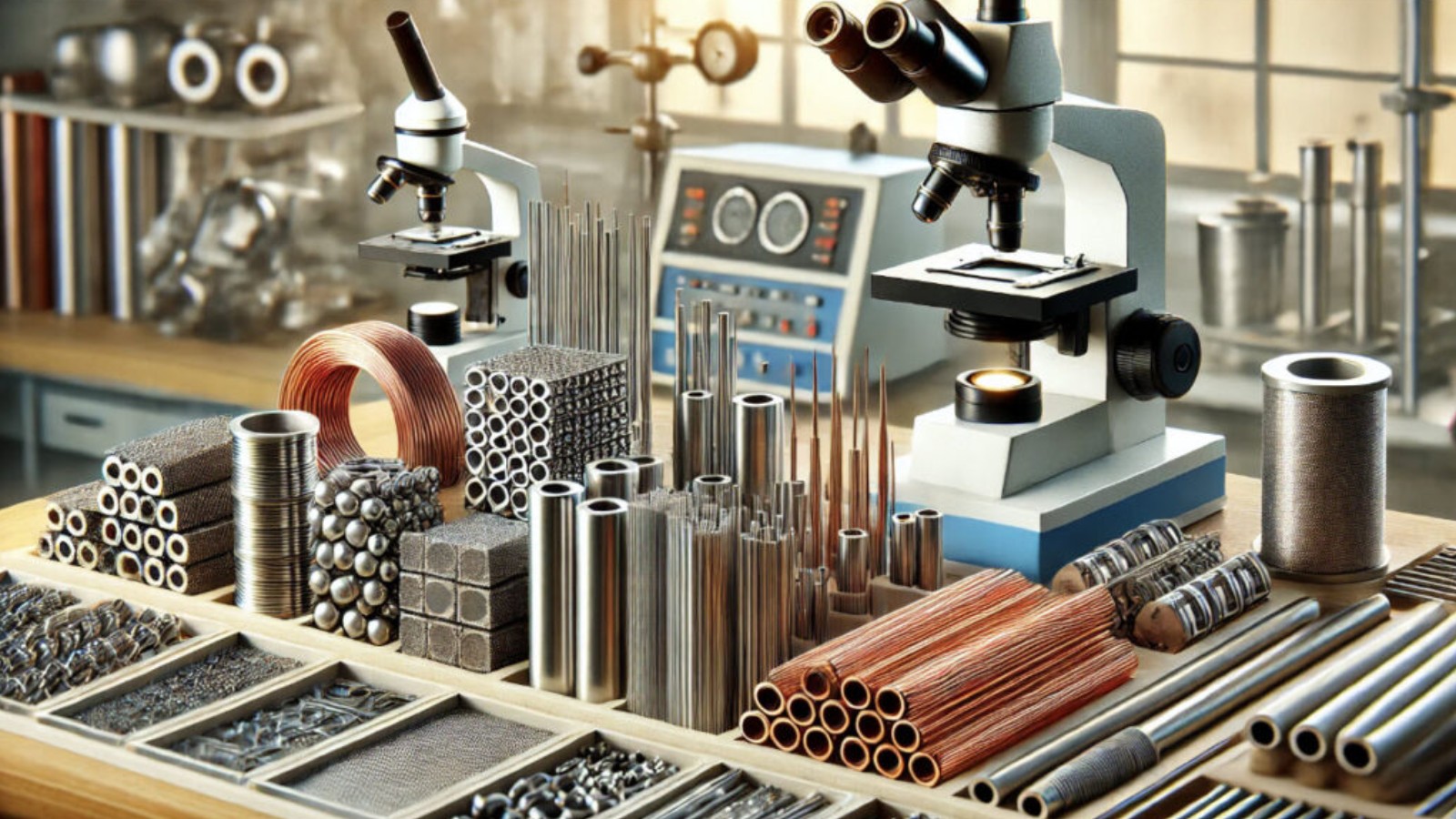 Laboratorio metalúrgico con probetas de acero y documentación IRAM para ensayos de calidad en exportación